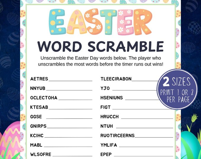 Easter Word Scramble Game, Printable Esater Games, Easter Word ...