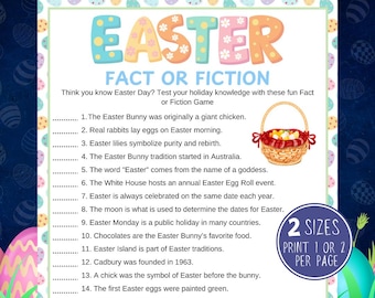 Easter Trivia Game, Fact or Fiction Quiz, Easter Day Games, Fun Trivia Party Game, Easter Religious Game, Classroom Activity, Youth Group