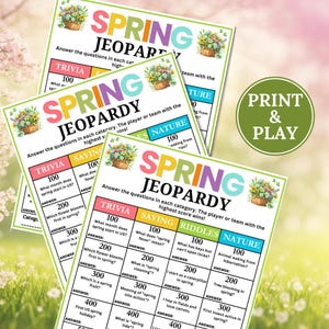 Spring Jeopardy Game, Printable Party Activity, Spring Games, Spring ...