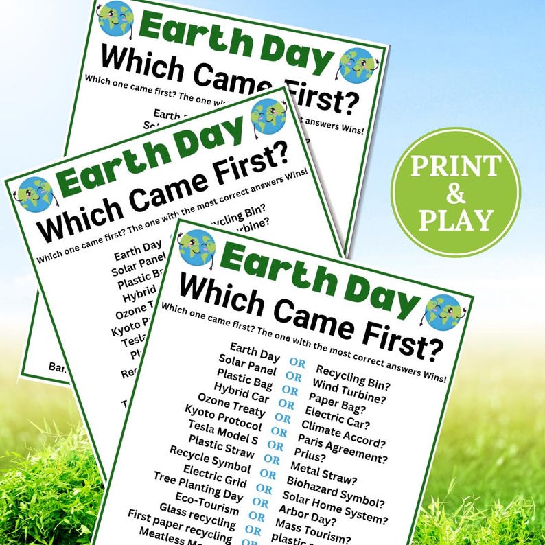 Earth Day Which Came First, Earth Day Trivia Game, Environmental ...