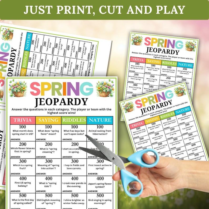 Spring Jeopardy Game, Printable Party Activity, Spring Games, Spring ...