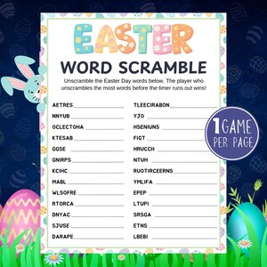 Easter Word Scramble Game, Printable Esater Games, Easter Word ...
