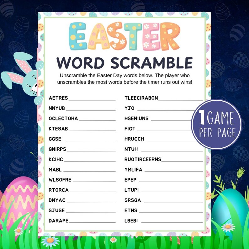 Easter Word Scramble Game, Printable Esater Games, Easter Word ...