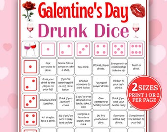 Galentines Day Drinking Game, Galentine Game, Adult Galentine Game, Drinking Board Game, Ladies Night Games, Group Galentines Game,Dice Game
