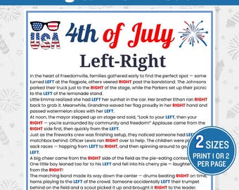 4th of July Left Right Game, Pass the Prize Gift Exchange Game, Independence Day Games, Patriotic Games, Fourth of July Games, Party Games