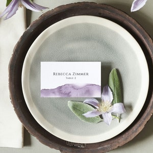 Purple Wedding Place Card Template, Printable Lavender Escort Cards, Editable Lilac Name Card Template, DIY Purple Wedding Table Decor, #AMC