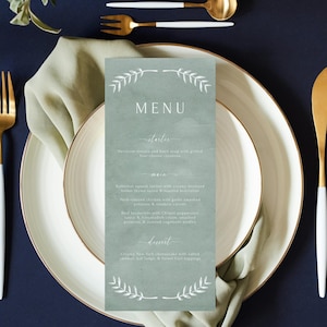 Sage Green Wedding Menu Template, Printable Botanical Dinner Menu, Eucalyptus Greenery Menu Card, DIY Wedding Menu, Bridal Shower Menu, #BOC