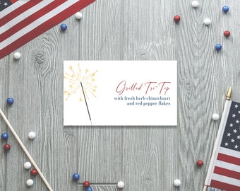 Sparkler Buffet Kartenvorlage, 4. Juli Buffet Karten, druckbares Etikett zum 4. Juli Party Buffet, #STC