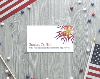 Feuerwerk Buffet Karte, 4. Juli Party Buffet, 4. Juli Buffet zum Selberdrucken, Party Buffet zum Selberdrucken, #STC
