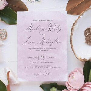Pink Wedding Invitation Template, Printable Blush Wedding Invite, Light Pink Wedding Invitation Card, DIY Classic Wedding Stationery, #ROC