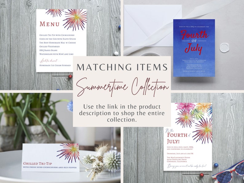 Fireworks Menu Template, Fourth of July Party Menu, Printable ...