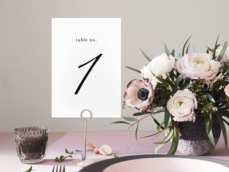 Modern Wedding Table Number Template, Printable Custom Table Numbers ...