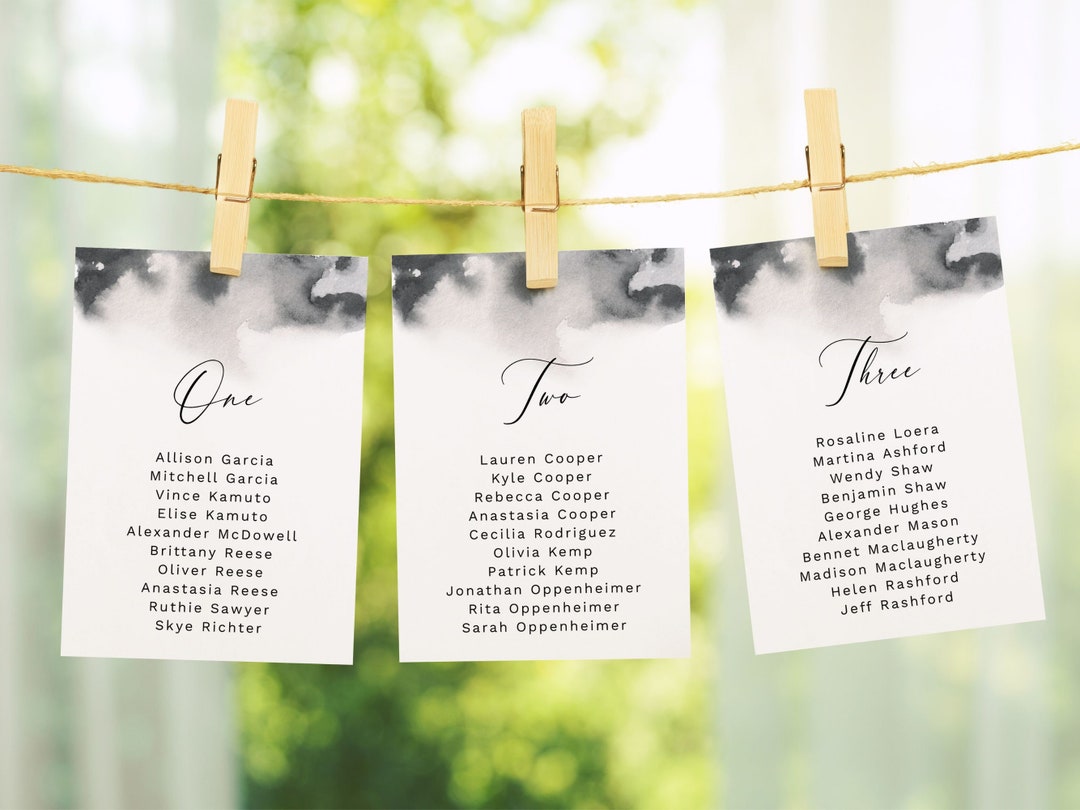 Black and White Wedding Seating Chart Template, Printable Modern ...
