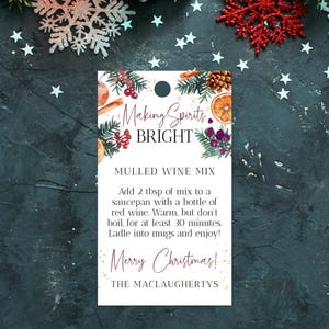 Weihnachten Glühwein Geschenkanhänger Vorlage, Weihnachten Mulling Gewürze Tag Printable, Urlaub Glühwein Rezept Etikett, #JOC