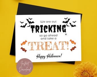 Halloween Trick or Treat Sign Printable, Printable Take a Treat Sign, Halloween Door Sign Instant Download, Halloween Printable, #SPC #AUT