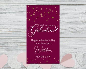 Galentines Day Gift Tag Template, Printable Valentines Gift Tag, Happy Valentines Tag, Galentines Party Favor Tag, Heart Gift Label, #LVC
