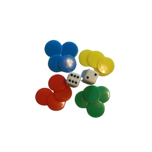 Bunte Ludo Token mit 2 Würfeln - Ersatz Spielsteine für Afrikanische Ludo und Klassische Brettspiele