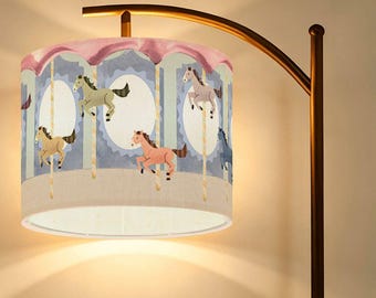 Carousel Nursery Decor Light Carnival Theme Baby Shower Gift New Parent Present Merry Go Round Fun Floor Lamp Horse Lighting Circus Kid Room