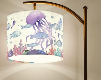 Ocean Nursery Lamp Coastal Theme Baby Shower Gift New Mom Present Jellyfish Floor Lamp Sea Creature Lighting Fish Kid Room Nautical Decor