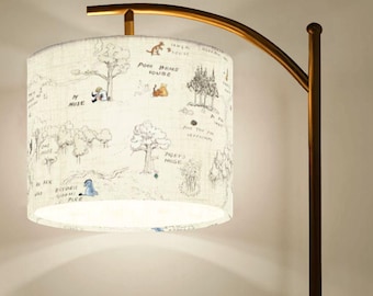 100 Acre Wood Nursery Light Winnie the Pooh Baby Shower Gift New Mom Present Floor Lamp Pooh Bear Lighting Neutral Room Decor Map