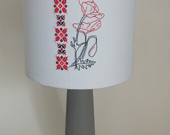 Table Lamp with handmade embroidered lampshade, unique lampshade, lamps for table