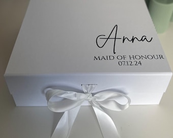 Personalised Luxury Magnetic Gift Box with Ribbon | Bridesmaid Proposal | Maid of Honour box | Birthday