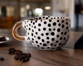Spotted coffee mug / Ceramic mug / handmade tea & coffee / ceramic mug / customised / wedding gift / housewarming / valentines present