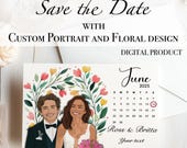 Custom Portrait Save the Date: Floral Wedding Invitations (Digital Download)