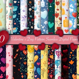 Valentines Day, Digital Paper, Seamless Paper Patterns,printable digital paper pack, Gift Papers, Scrapbook Papers, 12x12 inch Paper