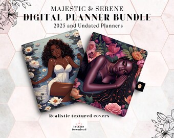 Black Girl Planner, 2025 and Undated Digital Planner Bundle, GoodNotes Planner, Task Tracker, Black Girl Calender