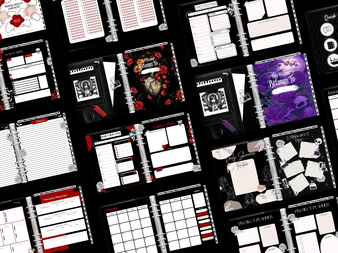 2026 Goth Planner, Gothic Digital Planner Bundle, 2026 Gothic Planner ...