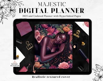 Black Girl Planner, 2025 Digital Planner, Goodnotes Planner, 2025 and Undated Planner, Task Tracker, Black Girl Calendar