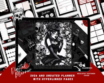 Goth Planner, 2026 Goth Digital Planner, Witchy Planner, 2026 and Undated Goth Planner for GoodNotes and Notability, Goth Calendar
