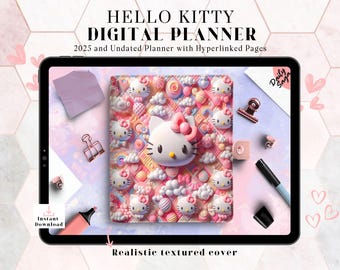 2025 Kitty Planner, 2025 Digital Planner, 2025 and Undated Digital Planner, Kitty Themed Planner, GoodNotes Planner, Kitty Tablet Planner