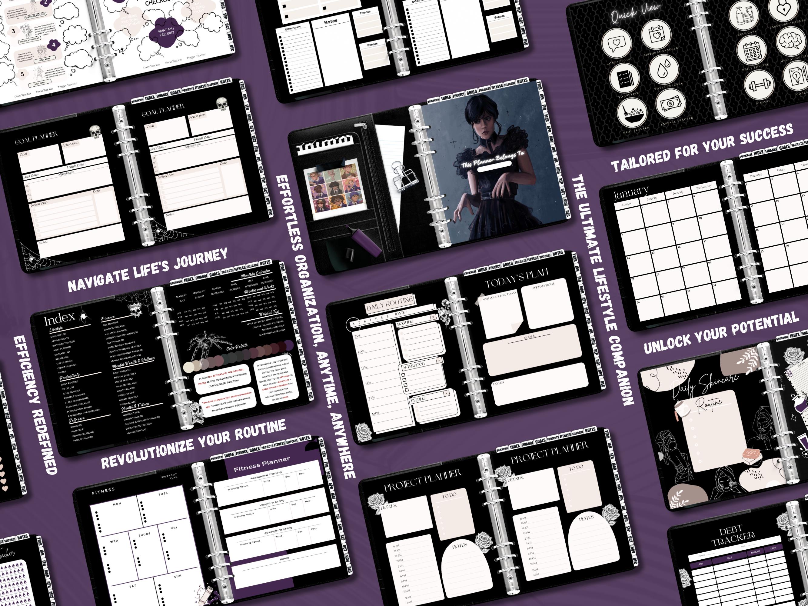 2026 Goth Planner, Goth Digital Planner, Dated and Undated Planner ...