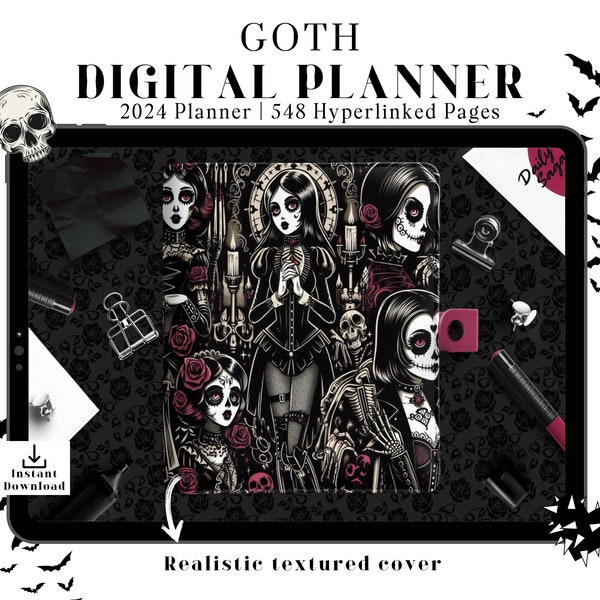 Goth Planner, Witchy Digital Planner, 2024 Digital Planner, GoodNotes and Notability, Gothic Digital Planner, iPad Planner, 2024 Calendar