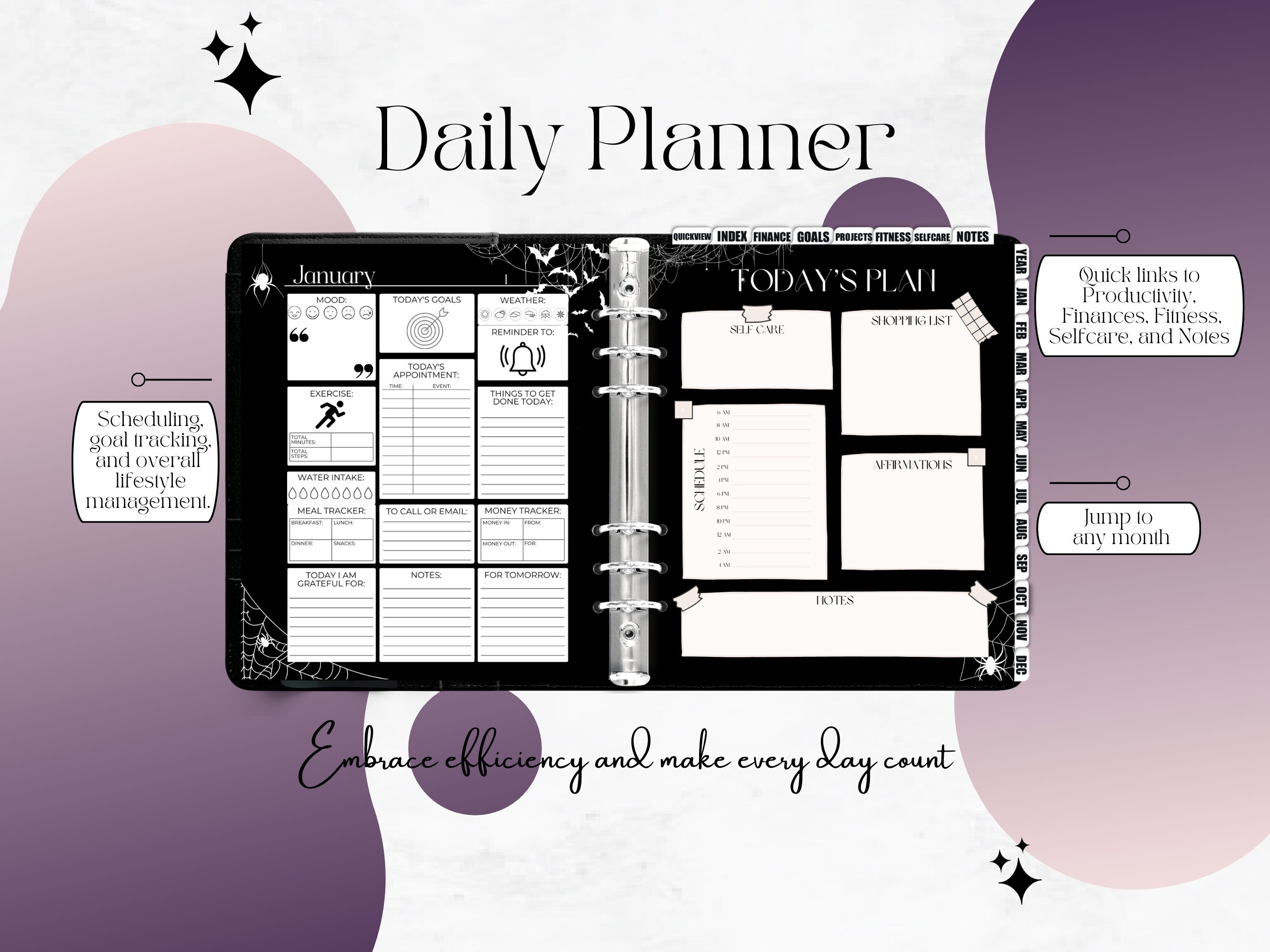 2026 Goth Planner, Goth Digital Planner, Dated and Undated Planner ...