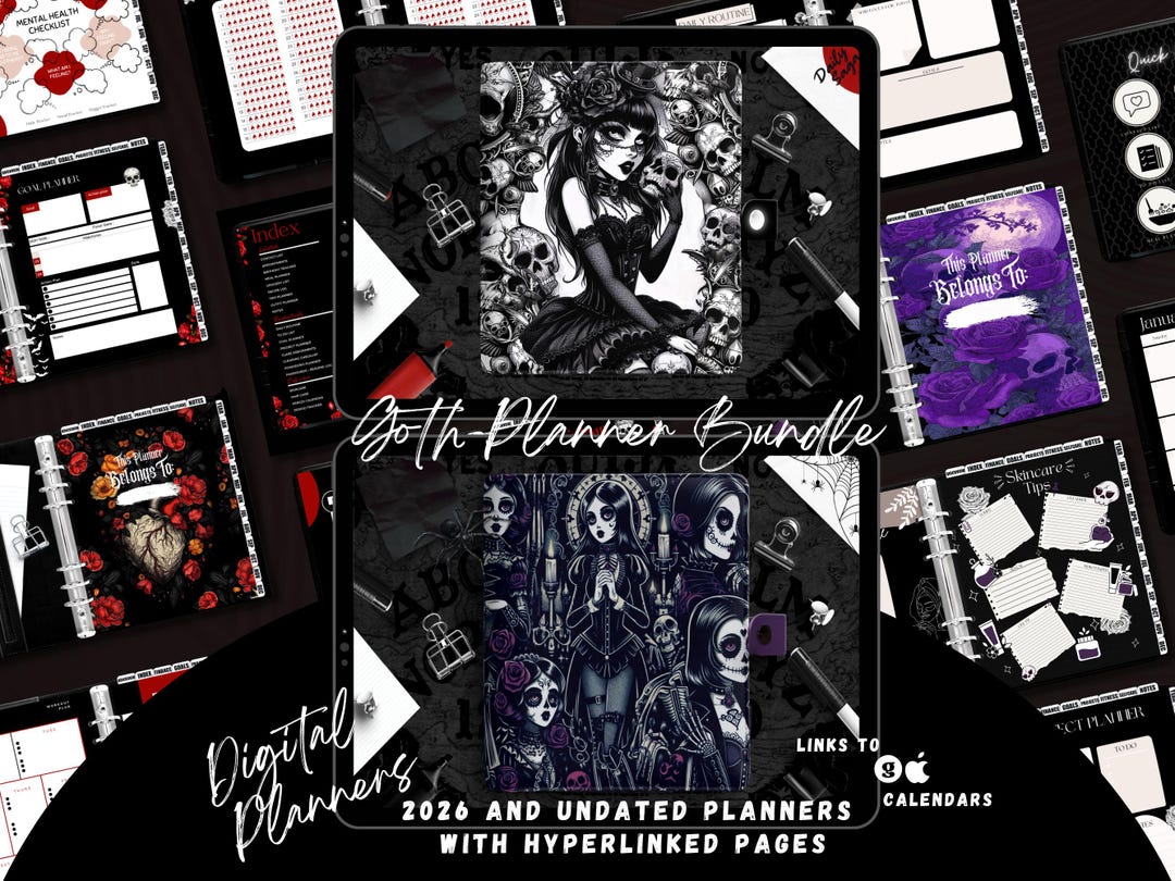2026 Goth Planner, Gothic Digital Planner Bundle, 2026 Gothic Planner ...