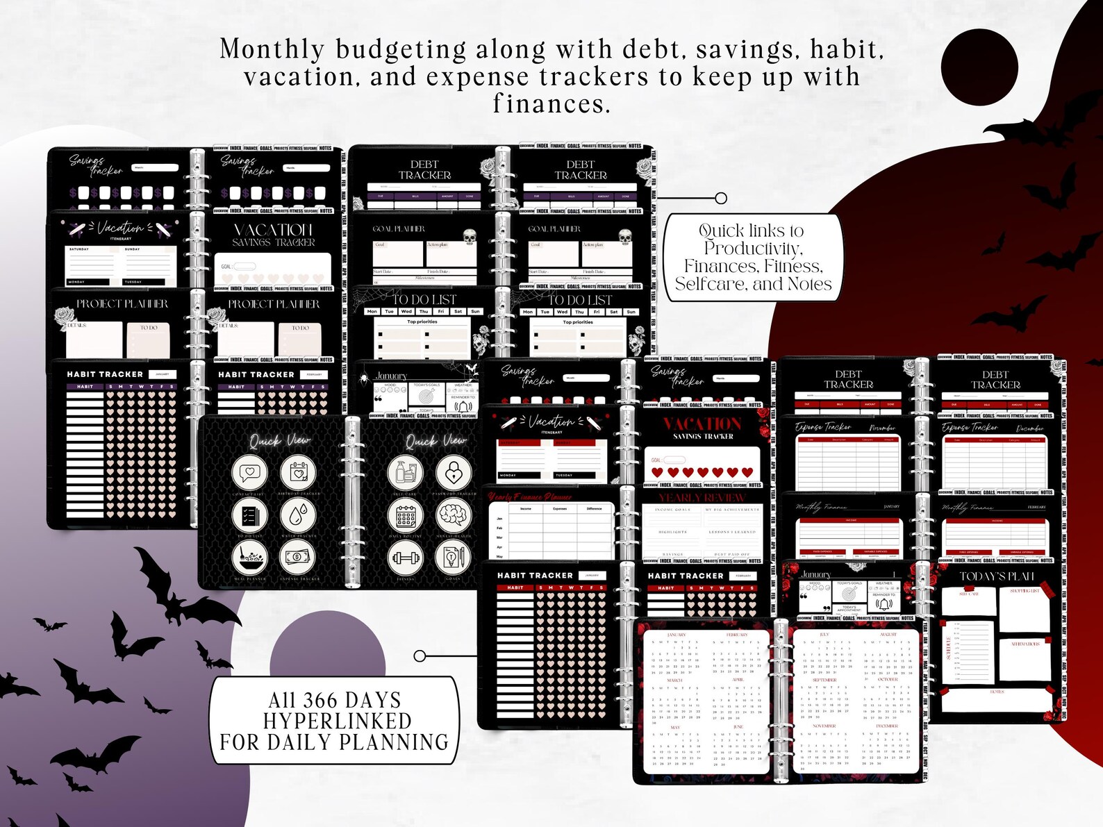 2026 Goth Planner, Gothic Digital Planner Bundle, 2026 Gothic Planner ...