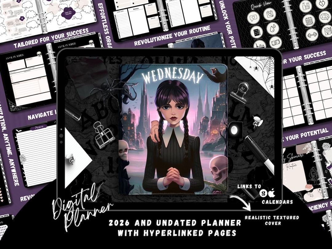 2026 Goth Planner, Goth Digital Planner, Dated and Undated Planner ...