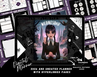 2026 Goth Planner, Goth Digital Planner, Dated and Undated Planner, Wednesday Themed Digital Planner, Goth Witchy PDF
