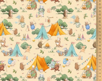 Cotton fabric camping fun acufactum by Sophia Drescher 0.5 m
