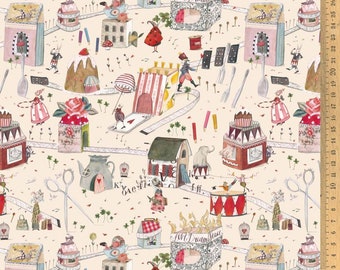 Cotton fabric Fantasy City acufactum by Silke Leffler 0.5 m
