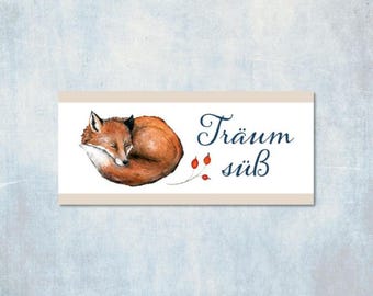 2 Patches -Sweet Dreams Fox- 20 x 45 mm acufactum Sophia Drescher Woven Label Patch