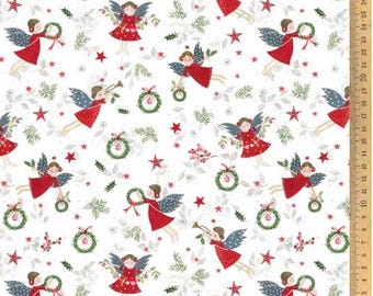 Cotton fabric Christmas angel acufactum by Kerstin Heß 0.5 m