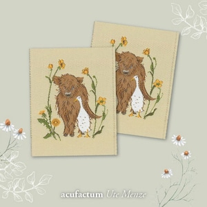 2 Aufnäher -Kalb & Ente- 50 x 40mm acufactum Sophia Drescher  Webetikett Label Flicken Patch