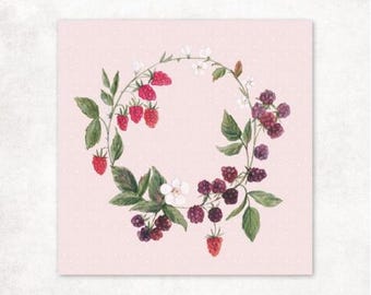 1 Patch - Berry Wreath - 70 x 70 mm acufactum Silke Leffler Woven Label Patch