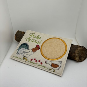 Filz Untersetzer &quot;Frohe Ostern&quot; Tassenteppich bestickt, MugRug, Geschenk, Dekoration