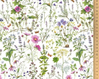 Cotton fabric Staudenliebe acufactum by Daniela Drescher 0.5 m
