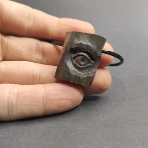 Third Eye Pendant – Hand-Carved Walnut Wood Necklace | Eye of Awareness | Artisan Minimalist Jewelry